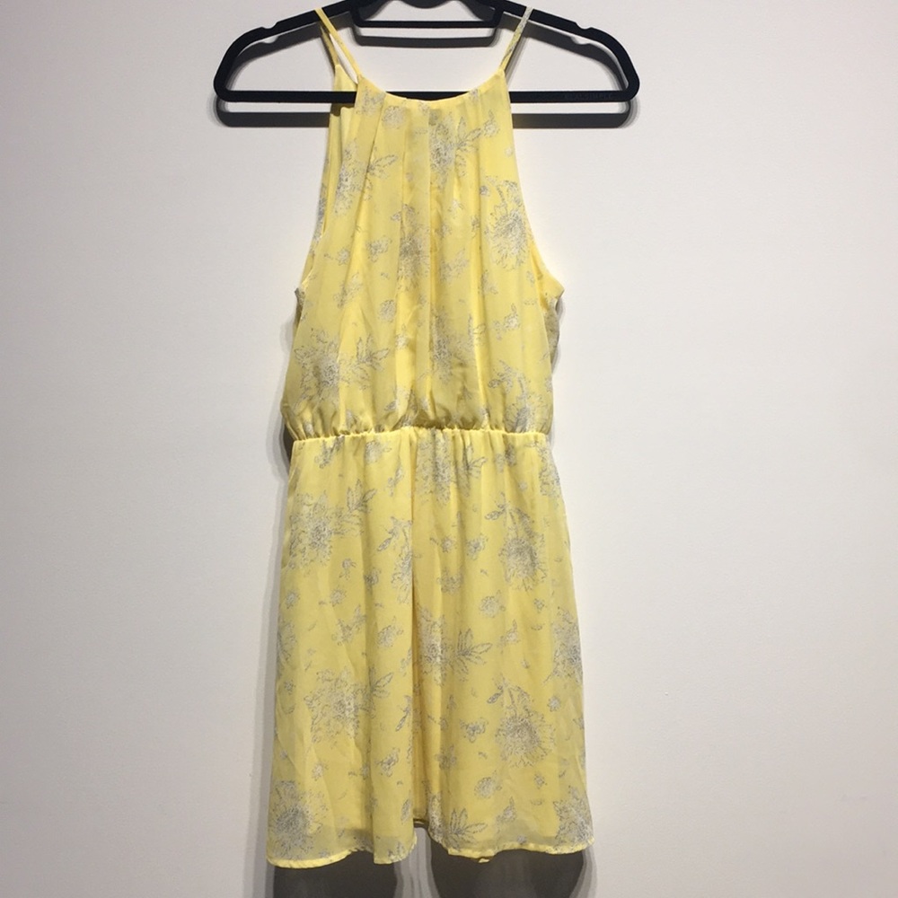 Francescas Yellow & light blue floral print dress